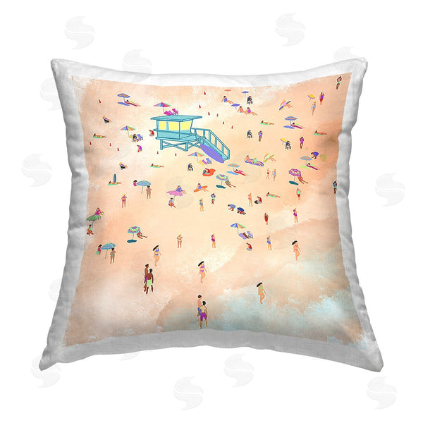 stupell industries Ashley Singleton | Scatted Summer Beachgoers Printed Throw Pillow