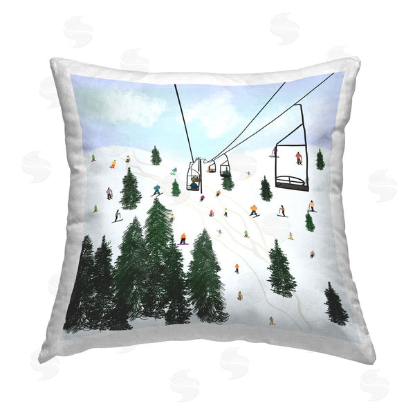 stupell industries Ashley Singleton | Ski Lift & Slopes Printed Throw Pillow