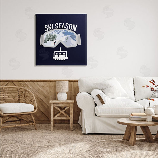 Stupell Industries Ashley Singleton | Ski Season Phrases Sports Goggles Snowboard Slopes Blue Wall Art
