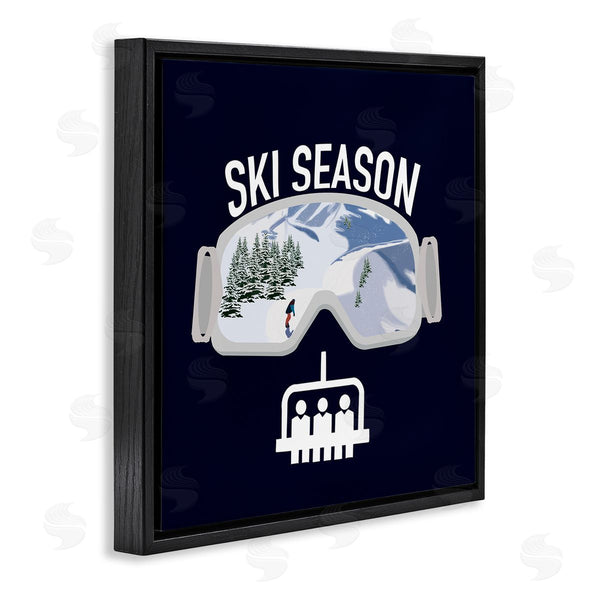 Stupell Industries Ashley Singleton | Ski Season Phrases Sports Goggles Snowboard Slopes Blue Wall Art