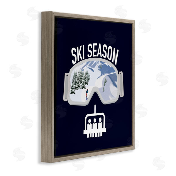 Stupell Industries Ashley Singleton | Ski Season Phrases Sports Goggles Snowboard Slopes Blue Wall Art