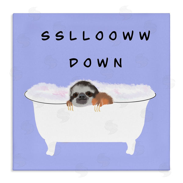 Stupell Industries Ashley Singleton | Slow Down Baby Sloth Bubble Bath Lavender Purple Wall Art