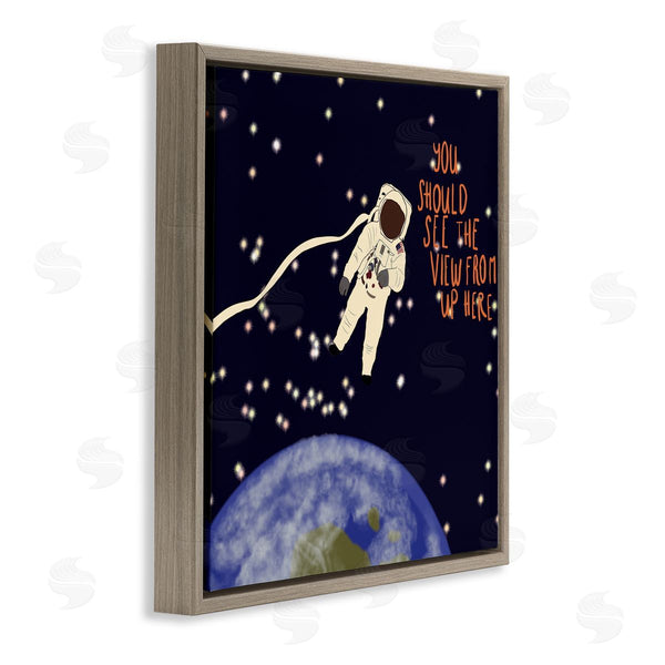 Stupell Industries Ashley Singleton | The View From Up Here Phrase Outer Space Astronaut Wall Art