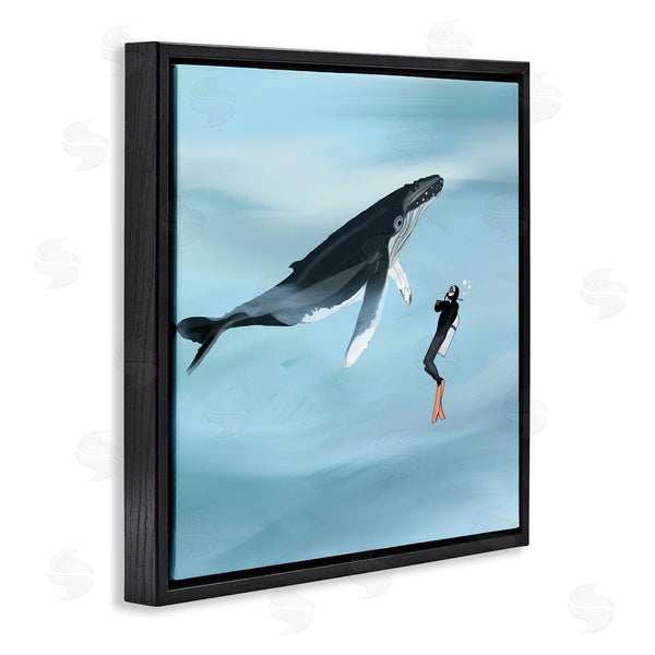 Stupell Industries Ashley Singleton | Underwater Scuba Diver & Whale Friends Wall Art