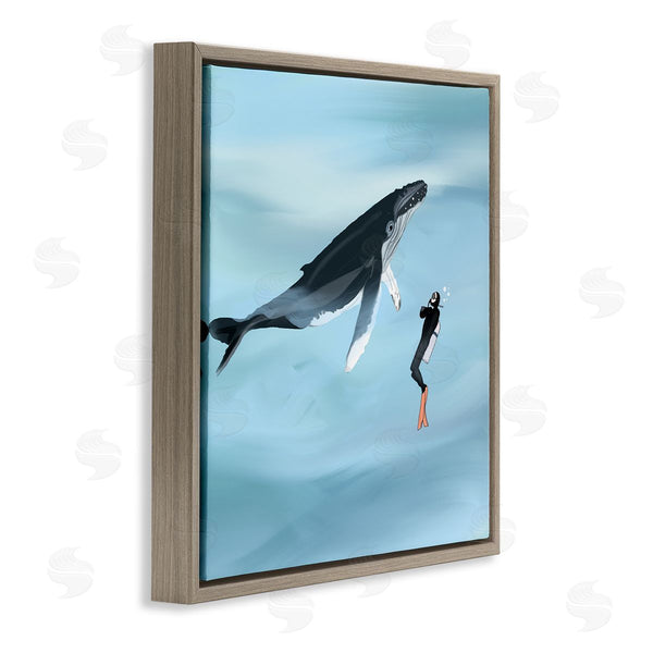 Stupell Industries Ashley Singleton | Underwater Scuba Diver & Whale Friends Wall Art