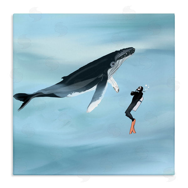 stupell industries Ashley Singleton | Underwater Scuba Diver & Whale Friends Wall Art