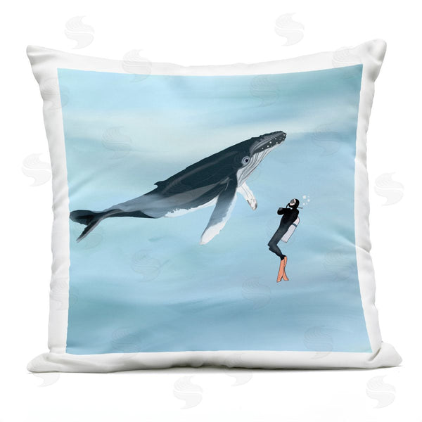 Stupell Industries Ashley Singleton | Underwater Scuba Diver Whale Printed Throw Pillow