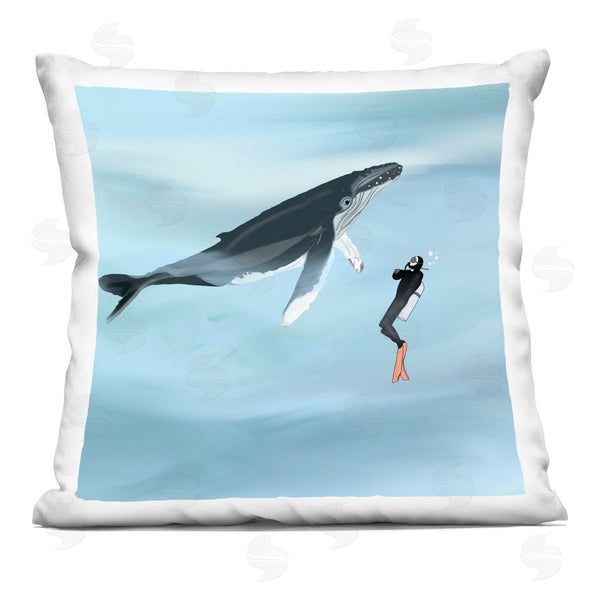 stupell industries Ashley Singleton | Underwater Scuba Diver Whale Printed Throw Pillow