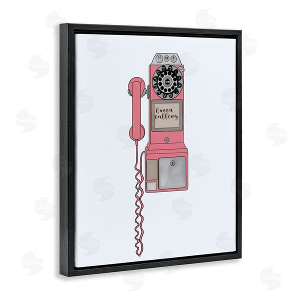 Stupell Industries Ashley Singleton | Vintage Pay Phone Chic Queen Calling Calligraphy Wall Art