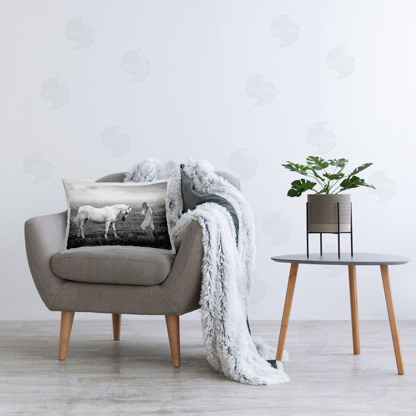 Stupell Industries Ata Alishahi | Her White Horse Printed Throw Pillow