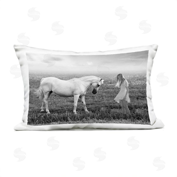 Stupell Industries Ata Alishahi | Her White Horse Printed Throw Pillow