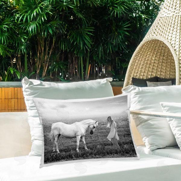 Stupell Industries Ata Alishahi | Her White Horse Printed Throw Pillow