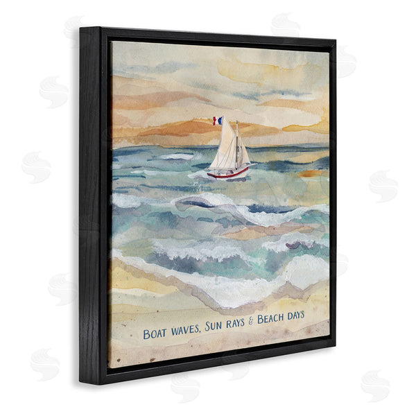 Stupell Industries Audrey Jeanne Roberts | Boat Waves Sun Rays Beach Days