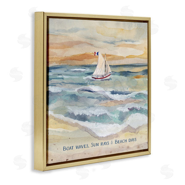 Stupell Industries Audrey Jeanne Roberts | Boat Waves Sun Rays Beach Days