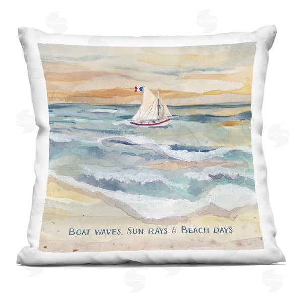 stupell industries Audrey Jeanne Roberts | Boat Waves Sun Rays Beach Days Printed Throw Pillow