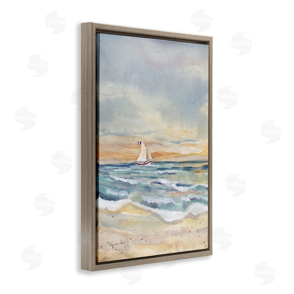 Stupell Industries Audrey Jeanne Roberts | Cascading Waves & Sailboat