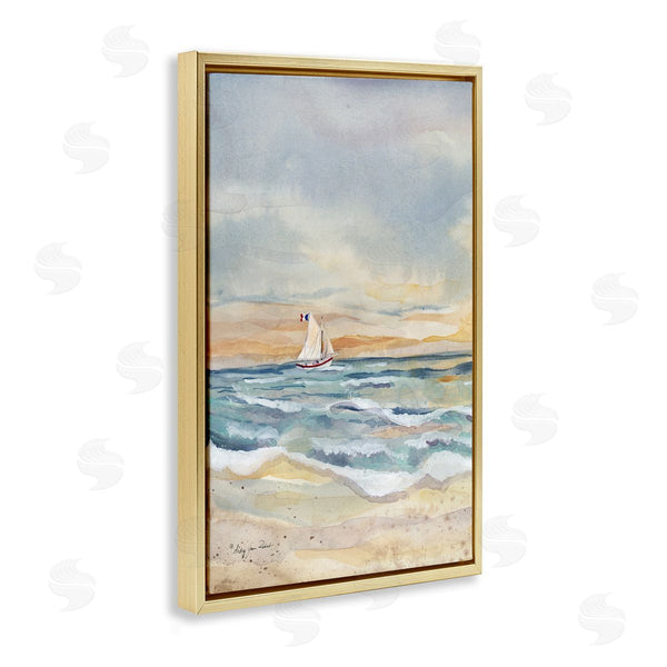Stupell Industries Audrey Jeanne Roberts | Cascading Waves & Sailboat
