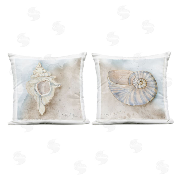 Stupell Industries Audrey Jeanne Roberts | Conch & Nautilus Ocean's Edge Printed Throw Pillow Set