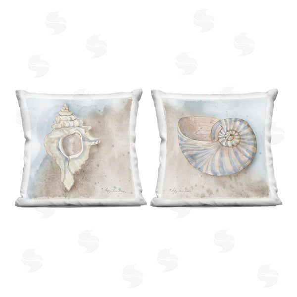 stupell industries Audrey Jeanne Roberts | Conch & Nautilus Ocean's Edge Printed Throw Pillow Set