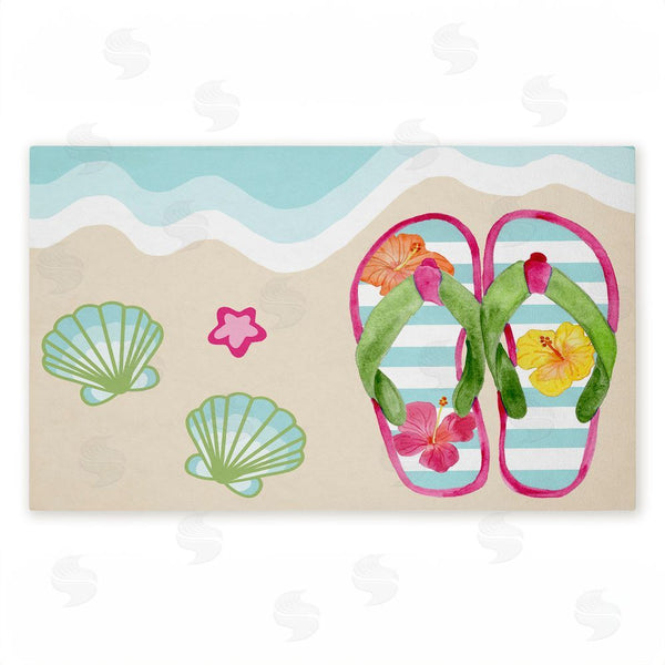 stupell industries Audrey Jeanne Roberts | Flip Flops on Beach Shore Non-Woven Door Mat