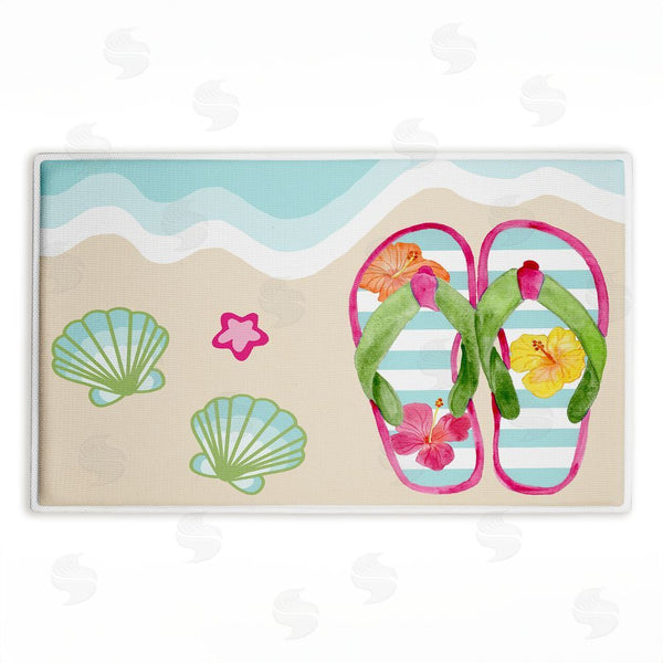 stupell industries Audrey Jeanne Roberts | Flip Flops on Beach Shore Plush Bath Mat