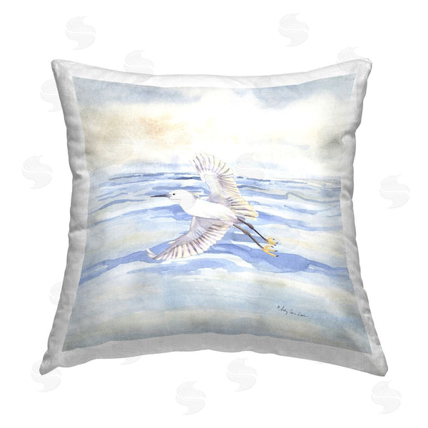 stupell industries Audrey Jeanne Roberts | Flying Heron Over Water Printed Throw Pillow