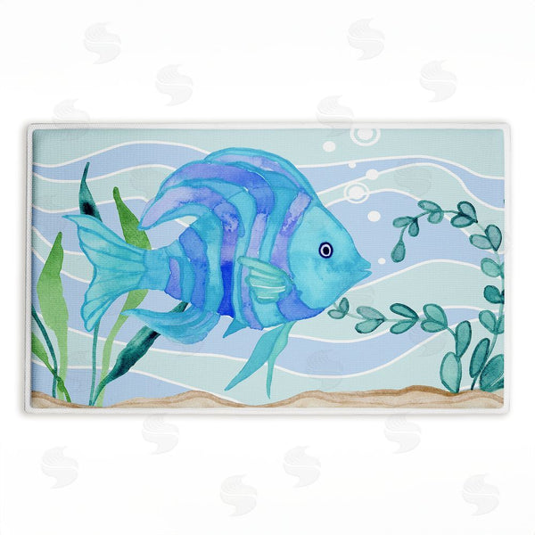 stupell industries Audrey Jeanne Roberts | Fun Blue Fish Underwater Plush Bath Mat