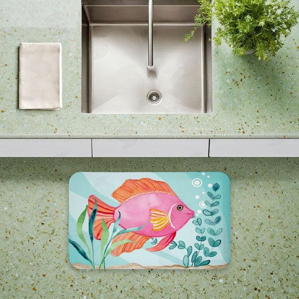 Stupell Industries Audrey Jeanne Roberts | Fun Bright Fish Underwater Anti-Fatigue Mat