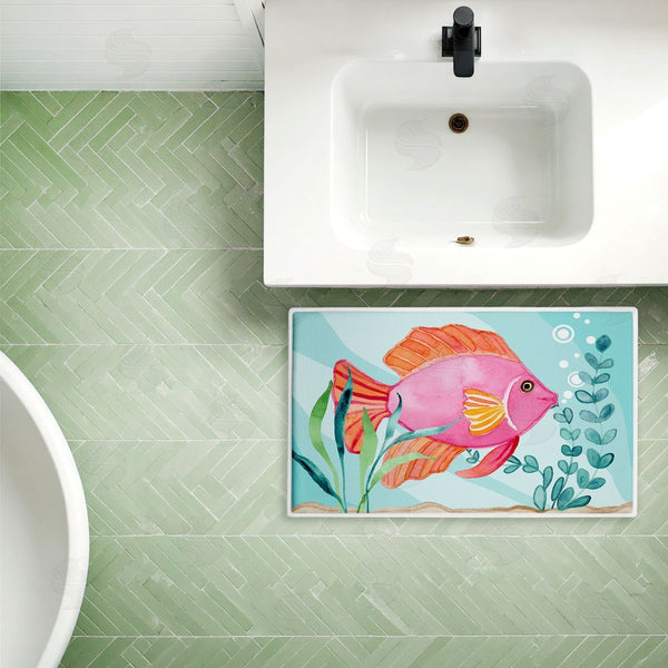 Stupell Industries Audrey Jeanne Roberts | Fun Bright Fish Underwater Plush Bath Mat