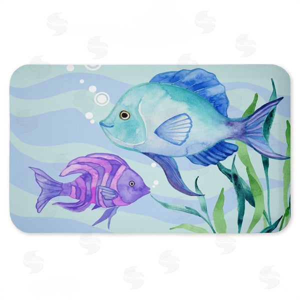 stupell industries Audrey Jeanne Roberts | Fun Fish Blue & Purple Anti-Fatigue Mat