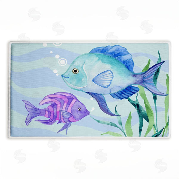 stupell industries Audrey Jeanne Roberts | Fun Fish Blue & Purple Plush Bath Mat