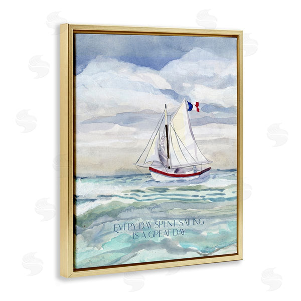 Stupell Industries Audrey Jeanne Roberts | Great Day Sailing Phrase
