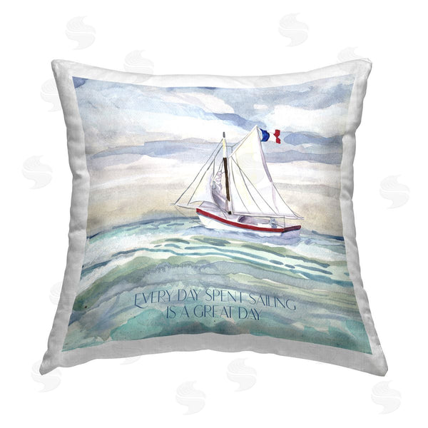 stupell industries Audrey Jeanne Roberts | Great Day Sailing Phrase Printed Throw Pillow