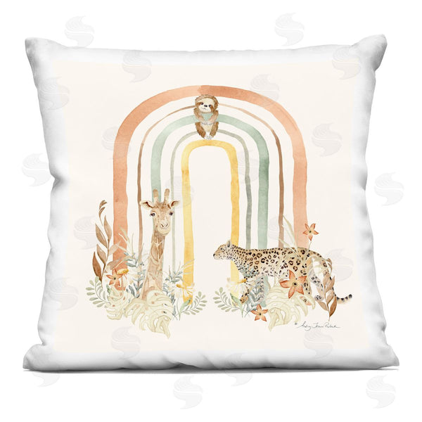 stupell industries Audrey Jeanne Roberts | Jungle Animals Soft Rainbow Printed Throw Pillow