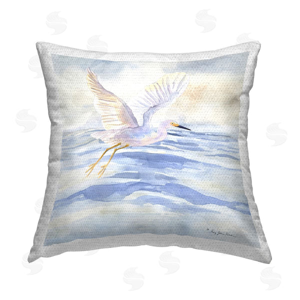 Stupell Industries Audrey Jeanne Roberts | Swan Flying Over Water Printed Throw Pillow