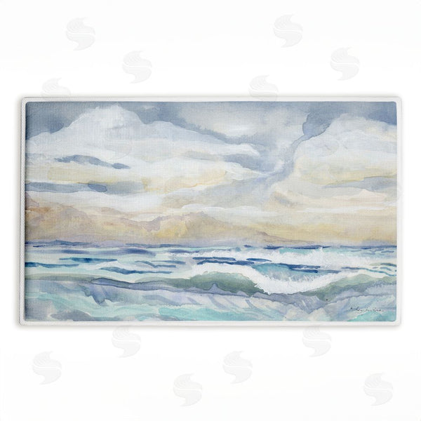 stupell industries Audrey Jeanne Roberts | Tranquil Watercolor Waves Plush Bath Mat