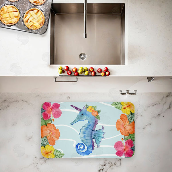 Stupell Industries Audrey Jeanne Roberts | Unicorn Seahorse & Hibiscus Anti-Fatigue Mat