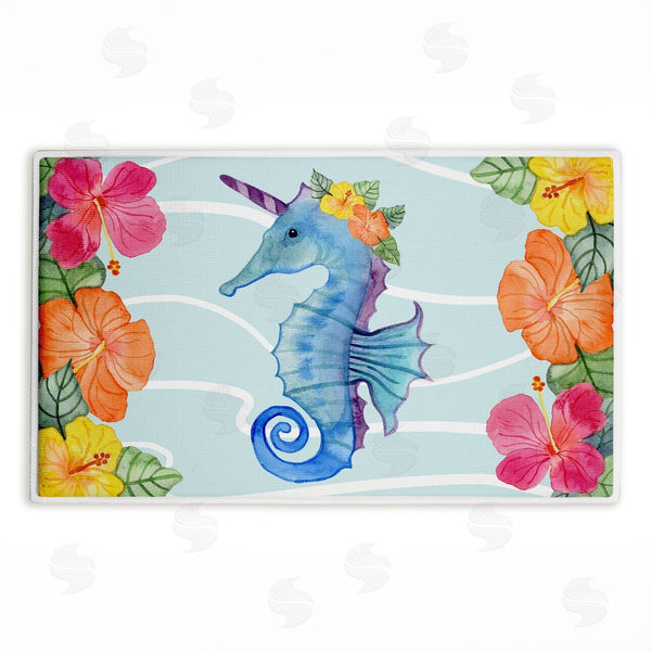 stupell industries Audrey Jeanne Roberts | Unicorn Seahorse & Hibiscus Plush Bath Mat