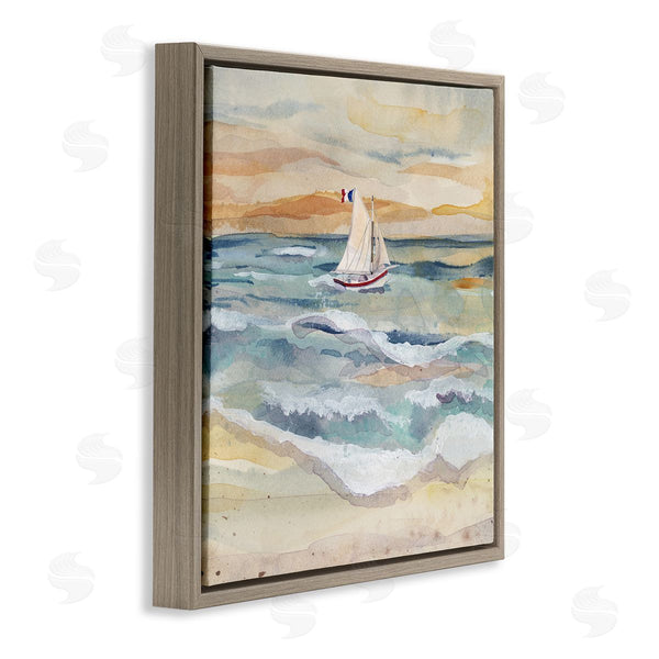Stupell Industries Audrey Jeanne Roberts | Watercolor Boat Beach View