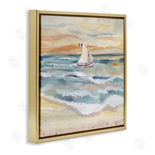 Stupell Industries Audrey Jeanne Roberts | Watercolor Boat Beach View