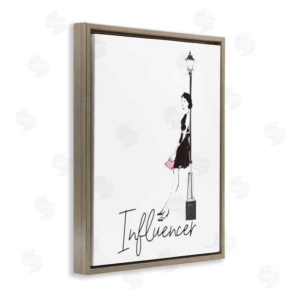Stupell Industries Avery Tillmon | Chic Influencer Calligraphy Woman Leaning Lamp Post Wall Art