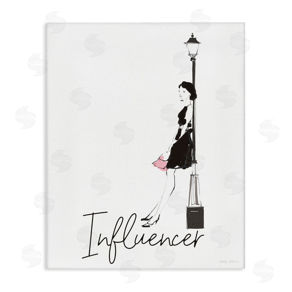 stupell industries Avery Tillmon | Chic Influencer Calligraphy Woman Leaning Lamp Post Wall Art