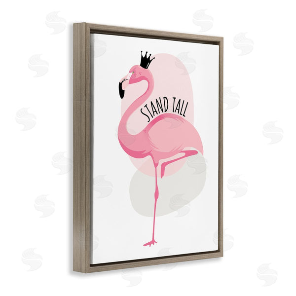 Stupell Industries Ayse | Stand Tall Quote Tropical Pink Flamingo Royal Crown Wall Art