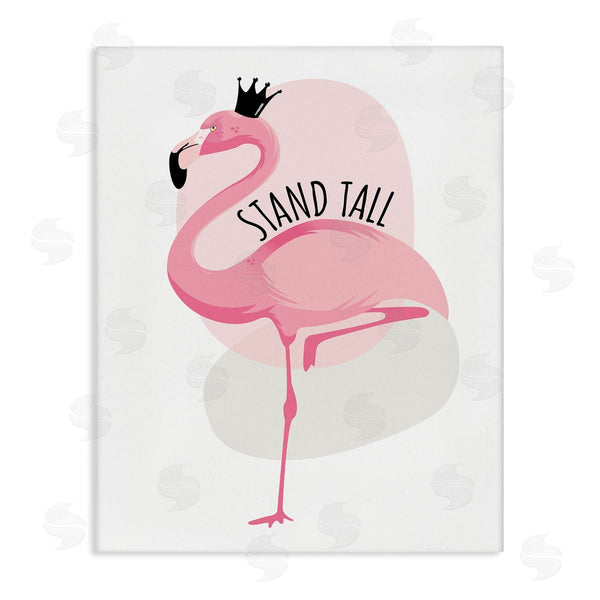 stupell industries Ayse | Stand Tall Quote Tropical Pink Flamingo Royal Crown Wall Art