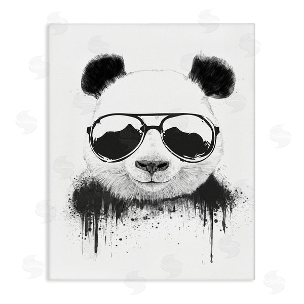 stupell industries Balazs Solti | Cool Panda Sunglasses Black And White Paint Drip Wall Art