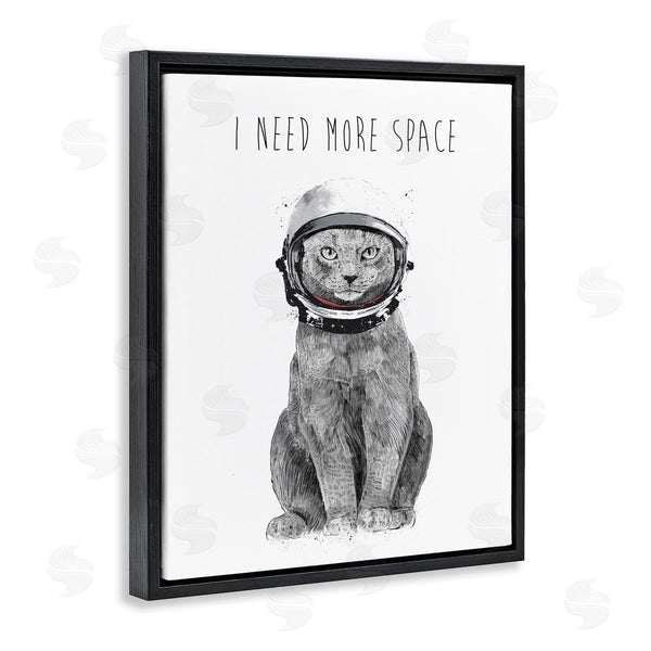 Stupell Industries Balazs Solti | Need More Space Phrase Funny Cat Astronaut