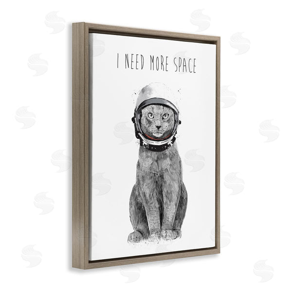 Stupell Industries Balazs Solti | Need More Space Phrase Funny Cat Astronaut