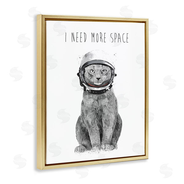 Stupell Industries Balazs Solti | Need More Space Phrase Funny Cat Astronaut