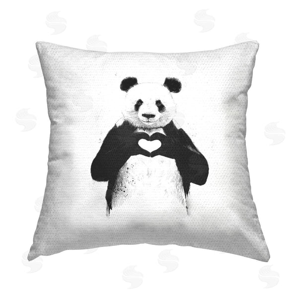 Stupell Industries Balazs Solti | Panda & Heart Symbol Printed Throw Pillow