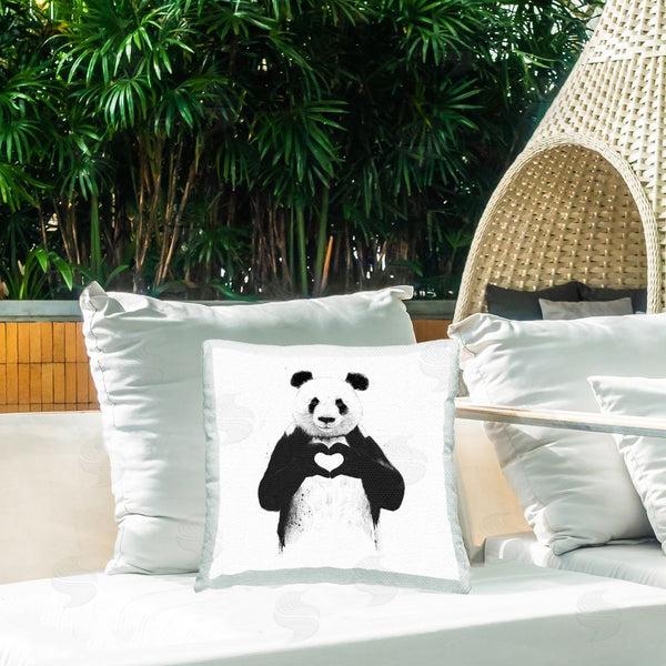 Stupell Industries Balazs Solti | Panda & Heart Symbol Printed Throw Pillow